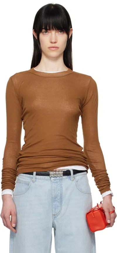 Auralee Brown Super High Gauge Sheer Long Sleeve T-shirt