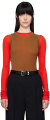Auralee Brown Super High Gauge Sheer Tank Top In Brown