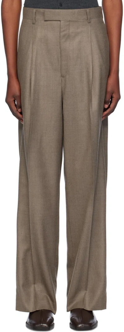Auralee Brown Super Light Wool Trousers In Top Brown