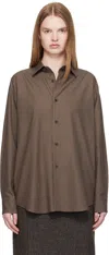 Auralee Brown Washed Finx Twill Shirt In Brown