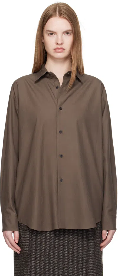 Auralee Brown Washed Finx Twill Shirt