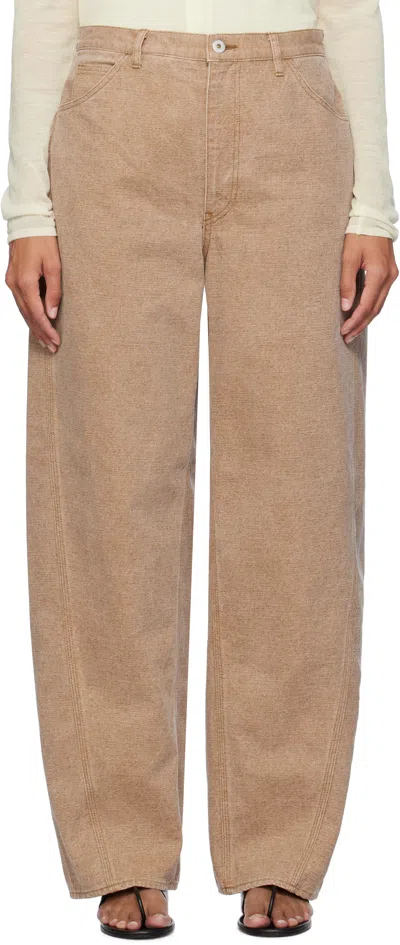 Auralee Brown Washed Organic Canvas Jeans In Light Brown