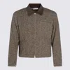 Auralee Textured Fabric Long Sleeve Jacket With Pocket In Brown
