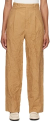 Auralee Brown Wrinkled Trousers In Brown