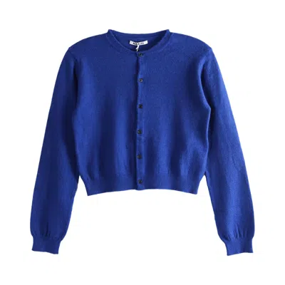 Pre-owned Auralee Brushed Cashmere Cotton Knit Cardigan 'royal Blue' | Women's Size 1