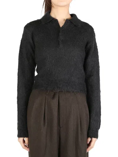 Auralee Brushed-effect Polo Shirt In Black