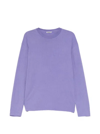 Auralee Brushed Long-sleeve T-shirt In Purple