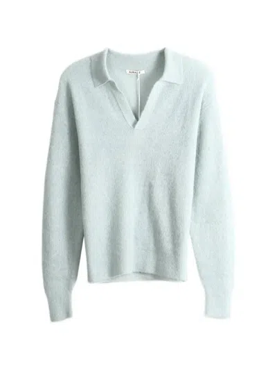 Auralee Brushed Open-collar Sweater In Green