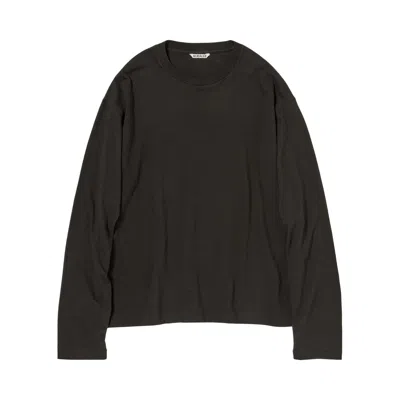 Pre-owned Auralee Brushed Organic Cotton Jersey Long-sleeve Tee 'ink Black' | Men's Size 4