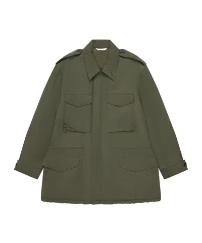 Auralee Brushed Satin Padded Military Blouson In Green
