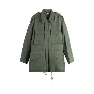 Pre-owned Auralee Brushed Silk Linen Satin Padded Military Blouson 'olive' | Tan | Men's Size 5