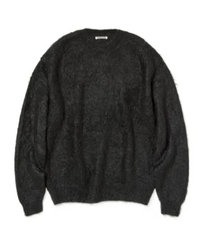 Auralee Brushed Super Kid Mohair Knit P/o In Black