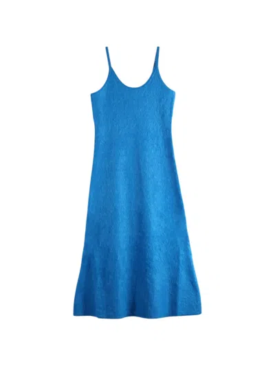 Auralee Brushed-finish Sleeveless Midi Dress In Blue