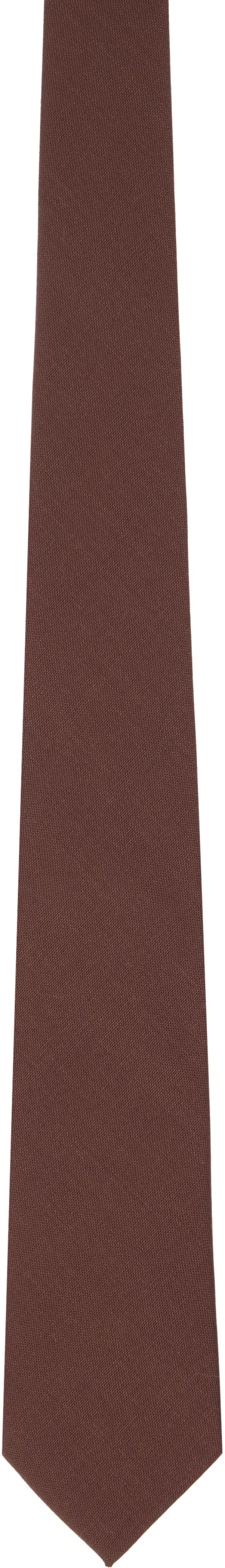 Auralee Burgundy Wool Kid Mohair Hop Sack Tie