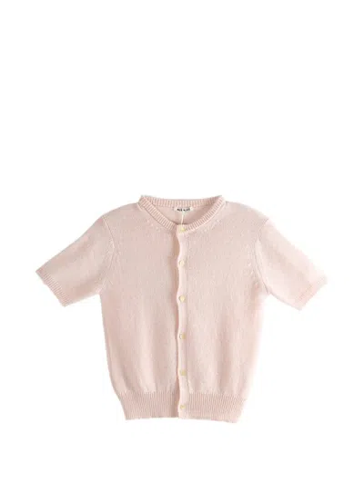 Auralee Button Short-sleeve Cardigan In Pink