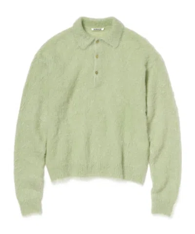 Auralee Button-up Sweater In Green