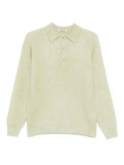 Auralee Long Sleeve Wool Polo Knitwear In Neutral