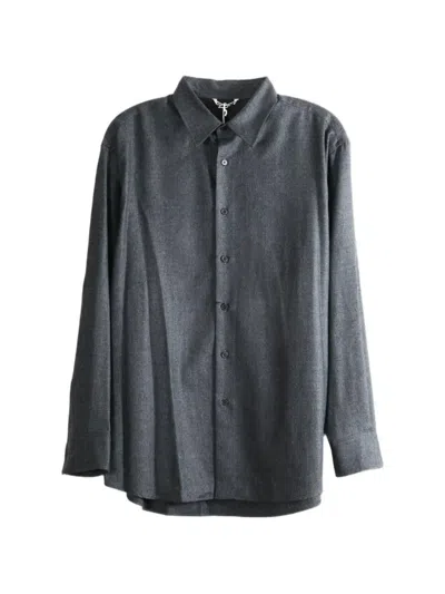 Auralee Button-down Long-sleeve Shirt In Gray
