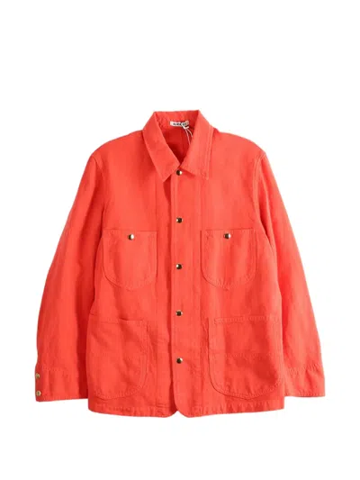 Auralee Button-down Patch-pocket Jacket In Orange