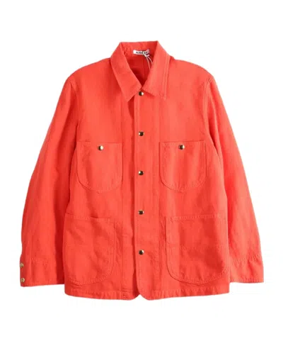 Auralee Button-down Patch-pocket Jacket In Red