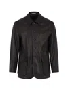 Auralee Full-grain Leather Jacket In Brown
