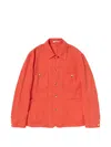 Auralee Button-up Patch-pocket Jacket In Red