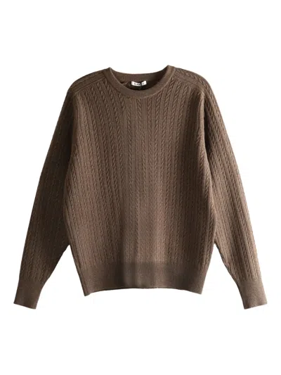 AURALEE CABLE-KNIT CREW-NECK SWEATER