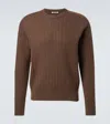 Auralee Cable-knit Crew-neck Sweater In Brown