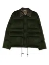 Auralee Camel Flannel Down Jacket In Green