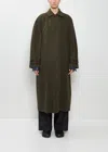 Auralee Camel Flannel Oversized Coat In Green