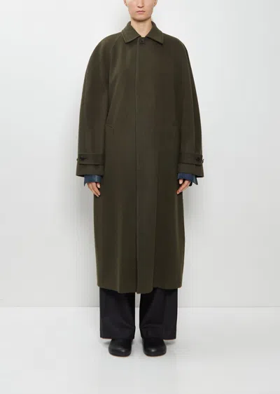 Auralee Camel Flannel Oversized Coat In Green