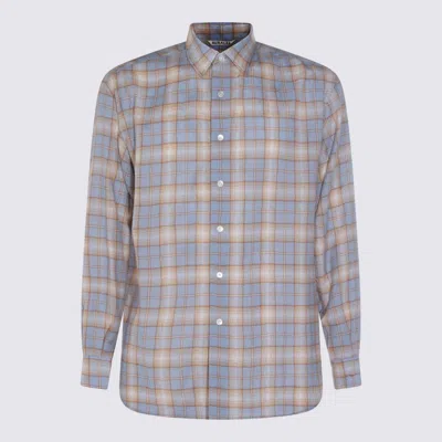 Auralee Airy Wool Check Shirt In Blue