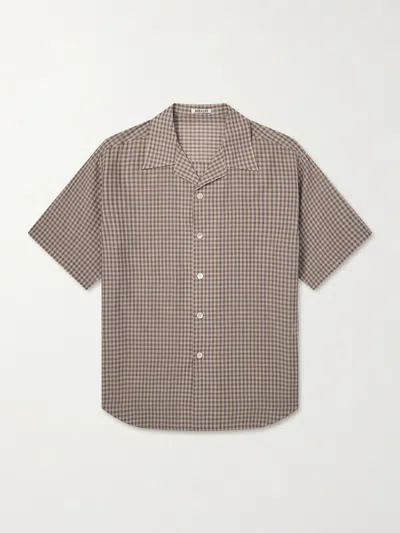 Auralee Camp-collar Checked Cotton Shirt In Multi