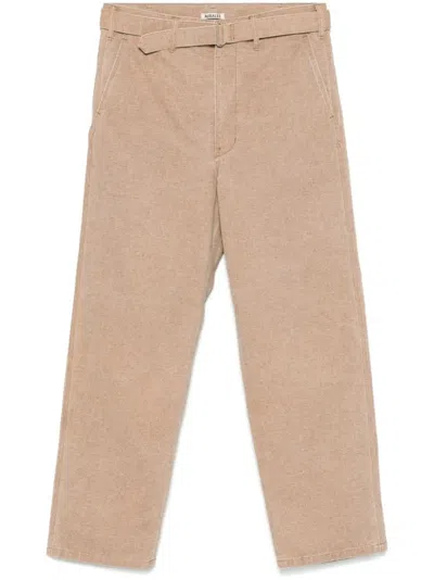 Auralee Canvas Belted Trousers In Multi