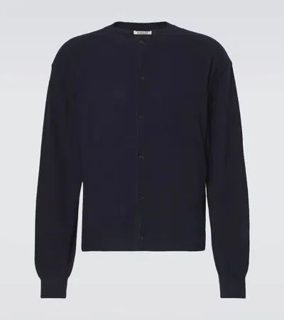 Auralee Cashmere And Cotton Cardigan In Black