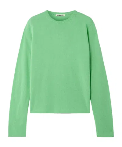 Auralee Cashmere And Silk-blend Sweater In Green