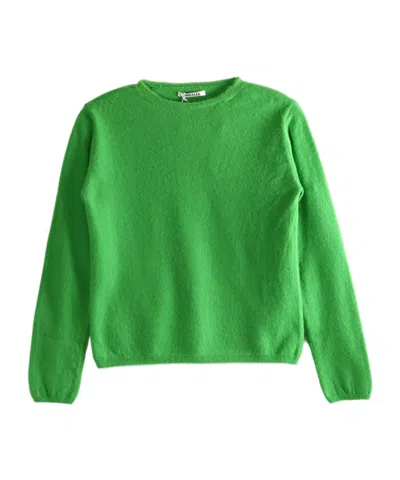 Auralee Cashmere Blend Crew Neck Knit Sweater In Green