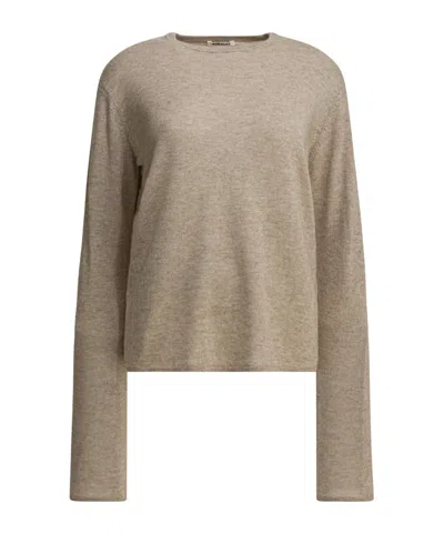 Auralee Cashmere Blend Crew Neck Knit Sweater In Neutral