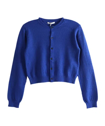 Auralee Cashmere Blend Long-sleeved Knit Cardigan In Blue