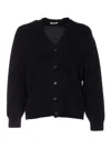 Auralee Baby Cashmere Cardigan Long Sleeves V Neckline In Black