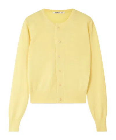 Auralee Cashmere Cardigan In Yellow
