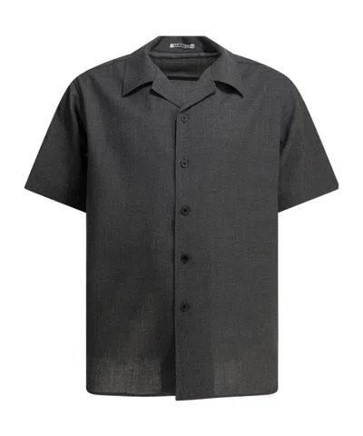 Auralee Cashmere Collared Short-sleeved Shirt In Gray
