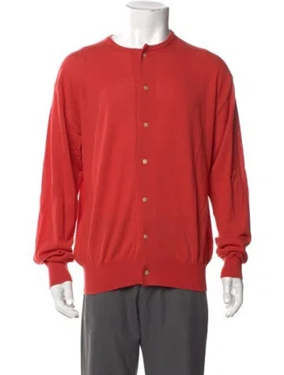 Pre-owned Auralee Cashmere Crew Neck Cardigan In Orange