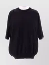 AURALEE CASHMERE CREW NECK SWEATER WITH SHORT SLEEVES