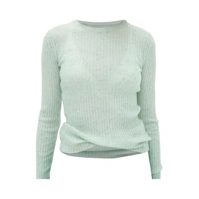 Pre-owned Auralee Cashmere Nep Knit Pullover 'mix Mint' | Tan | Women's Size 2