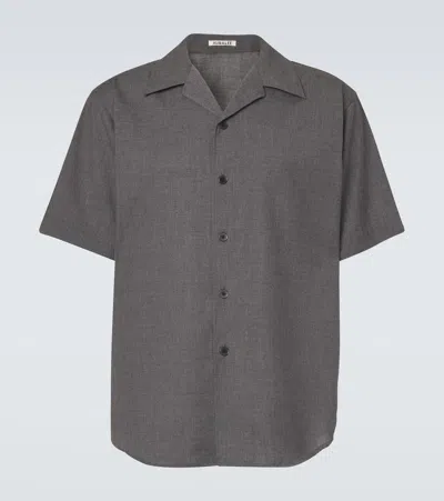 Auralee Cashmere Poplin Shirt In Gray