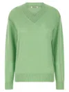 Auralee V-neck Long Sleeve Cashmere Knit Sweater In Green