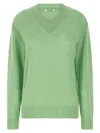 Auralee V-neck Long Sleeve Cashmere Knit Sweater In Green