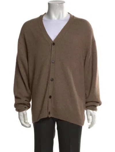 Pre-owned Auralee Cashmere V-neck Cardigan In Brown