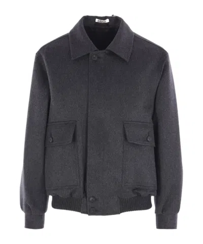 Auralee Cashmere Zip Jacket In Blue